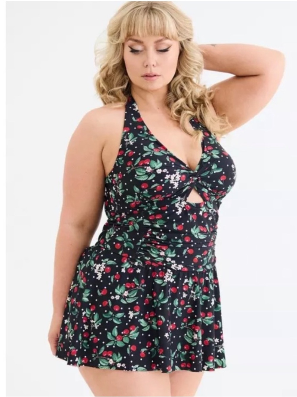 NWT torrid retro chic halter swimsuit - cherry pinup print